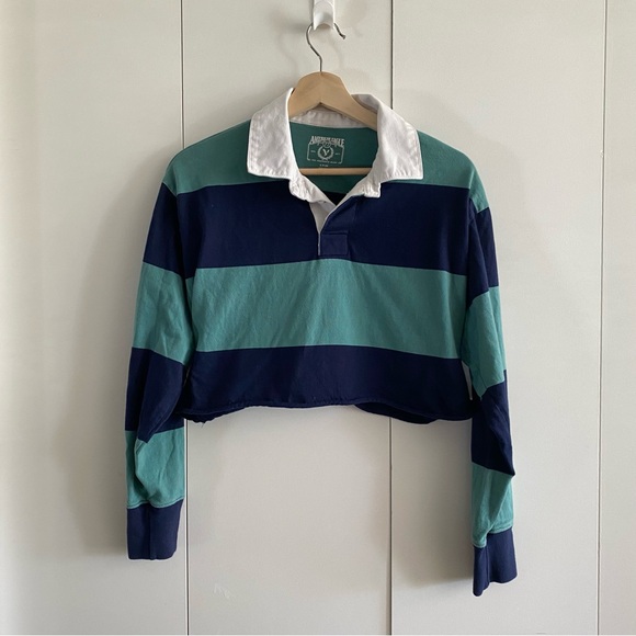 🍂fall drop🍂 Cropped Y2K American Eagle Rugby Tee - Picture 1 of 4